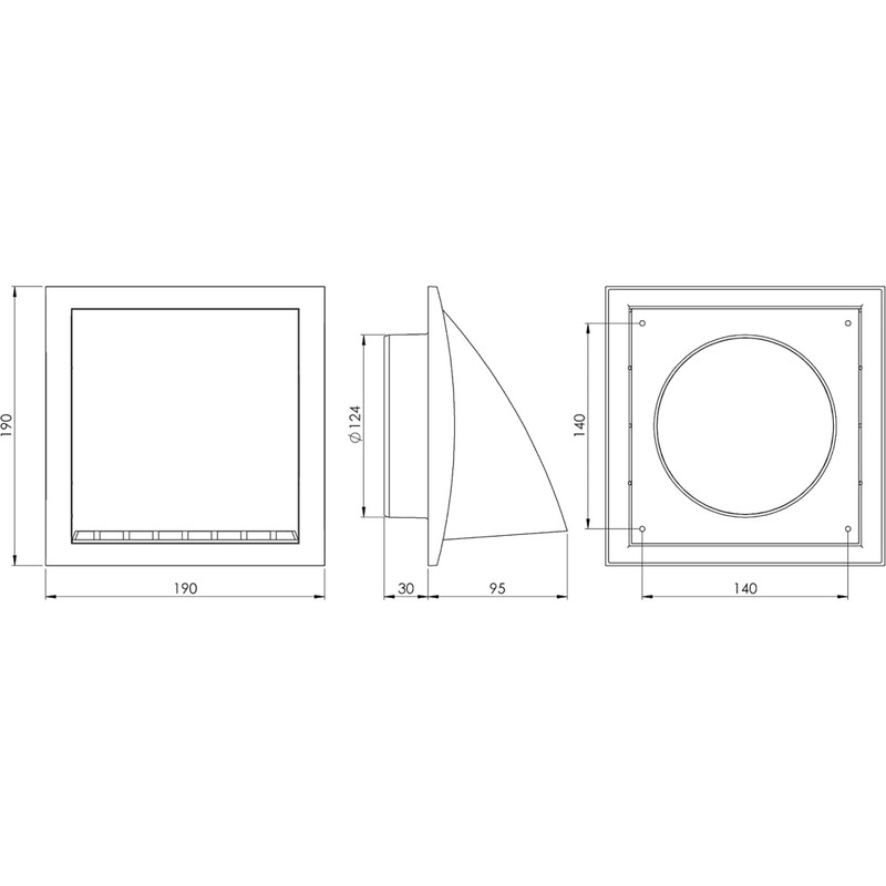 Ø 125mm / 5 inch White Plastic Cowled Ventilation Grille