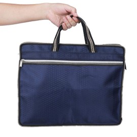 Business Briefcase Handbag with Zip for Files, Laptop, Notebooks, Stationary Meeting, Business Trip, Office and School (Blue)
