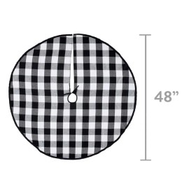 Holiday Time Black White Buffalo Plaid Christmas 48" Tree Skirt New
