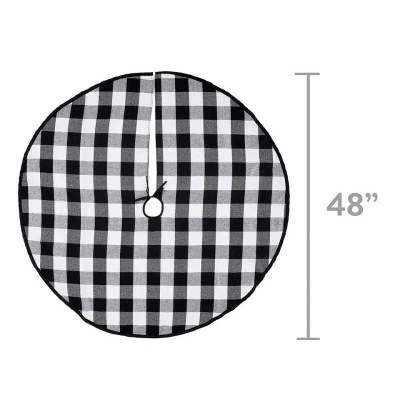 Holiday Time Black White Buffalo Plaid Christmas 48" Tree Skirt
