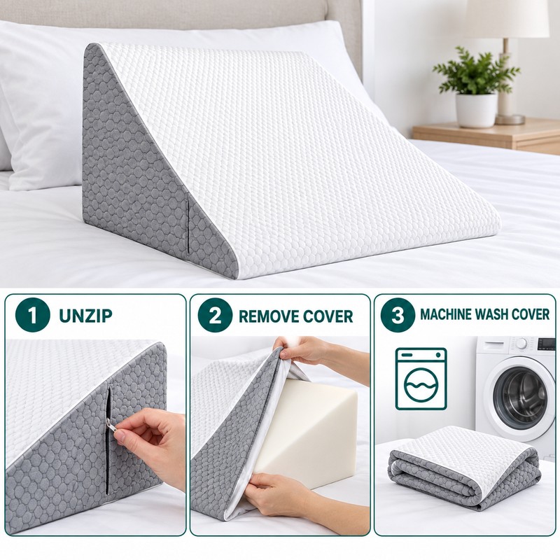 19.7 Inch Foam Wedge Pillow with Removable Washable Cover, Side