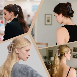 Women's hair clip 4.1 inches (approximately 10.5 cm) large hair clip, women's thin and thick curly hair, strong shaping clip, neutral color.