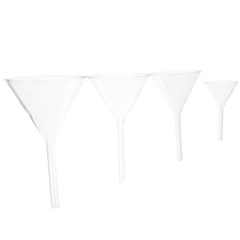 JECOMPRIS 4pcs Glass Funnel, Short Stem Wall Glass Funnel Filtering Funnel for Science Labs and Home Kitchen (40, 60, 75, 90mm)