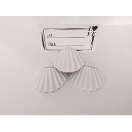AMERRY - 10 soportes para tarjetas de mesa de concha blanca, soporte para números de mesa de caracola, soportes para fotos para recuerdos de fiesta, boda, cumpleaños, cena, decoración de reunión de