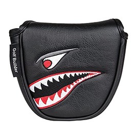 Hacbop 1Pc PU Leather with Shark Embroidery Magnet Golf Mallet Putter Head Cover Golf Club Putter Headcovers
