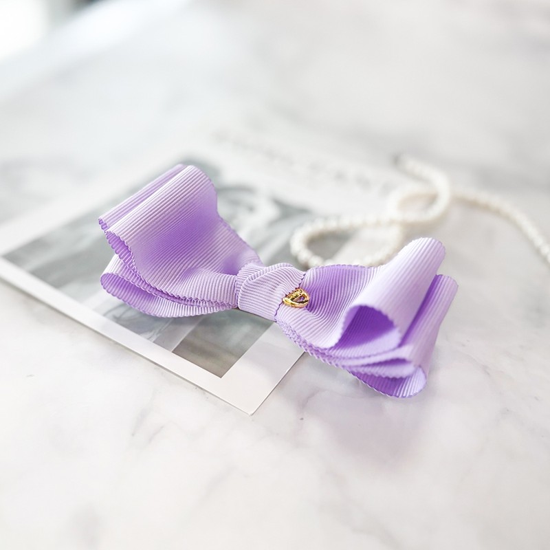 (3 types) Burnaby soft pastel ribbon hairpin violet 10cm /