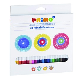 PRIMO Colouring Pencils for Children from 3 Years and Artists, Lead Diameter 3.8 mm, 24 Professional Solid Colours, Smudgeable, Children's Colours for Colouring, Creative Work, Pen Set for Stationery