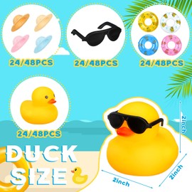 Mini Rubber Ducks Summer Beach Funny Rubber Ducky Bathtub Shower Ducks Toys for Baby Shower Swimming Pool Toys (48 Pcs)