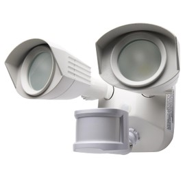 Nuvo 65/217 LED Dual-Head Security Light, 4000K, Motion Sensor, White