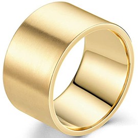 Jude Jewelers 12mm Stainless Steel Matte Brushed Classic Simple Plain Wedding Band Statement Biker Anniversary Ring (Gold, 6)