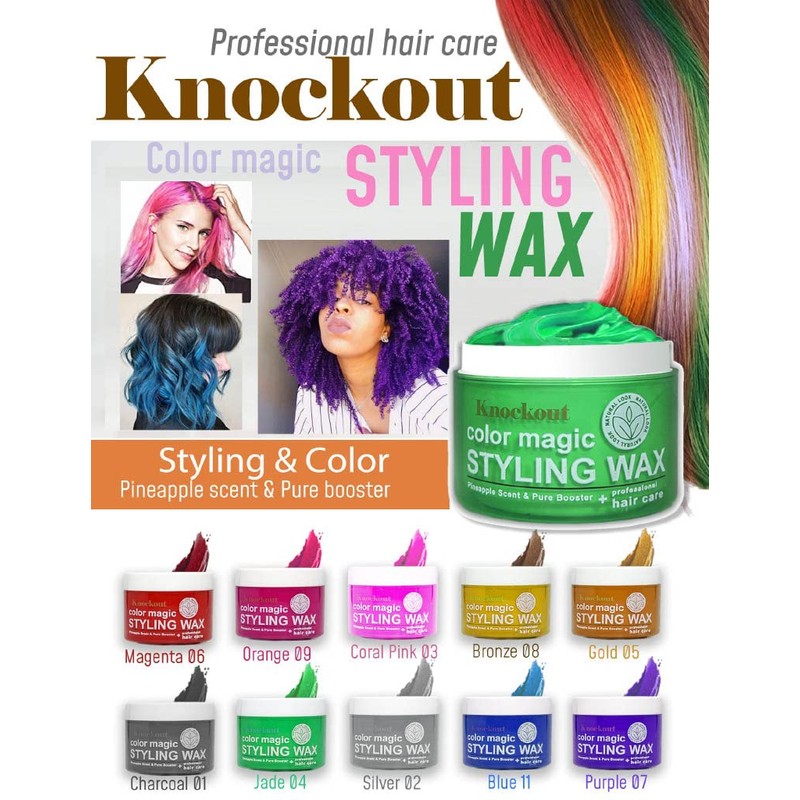 dye dyed Knockout Color Magic Hair Styling Wax (02 Silver)