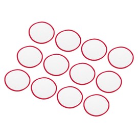 sourcing map 15pcs Sublimation Patch Blank, 7.5cm/2.95 Inch Round Fabric Iron-on Blank Heat Transfer Repair Patch for DIY Crafts Caps Clothes, White with Red Border