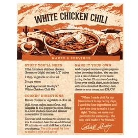 Carroll Shelby's Original Texas Brand White Chicken Chili Kit 3oz Box (Pack of 8)