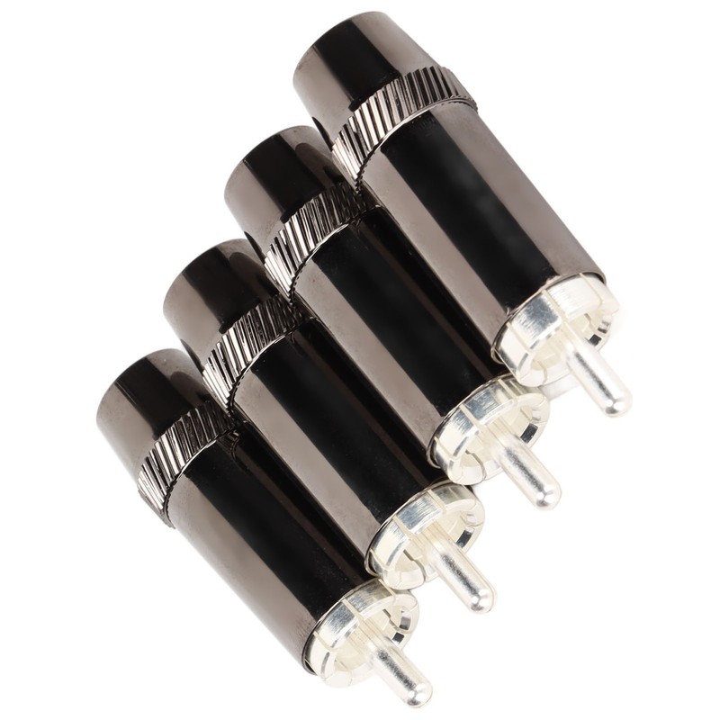 4pcs RCA Sound Plug Silver Plated RCA Male Plug Connector