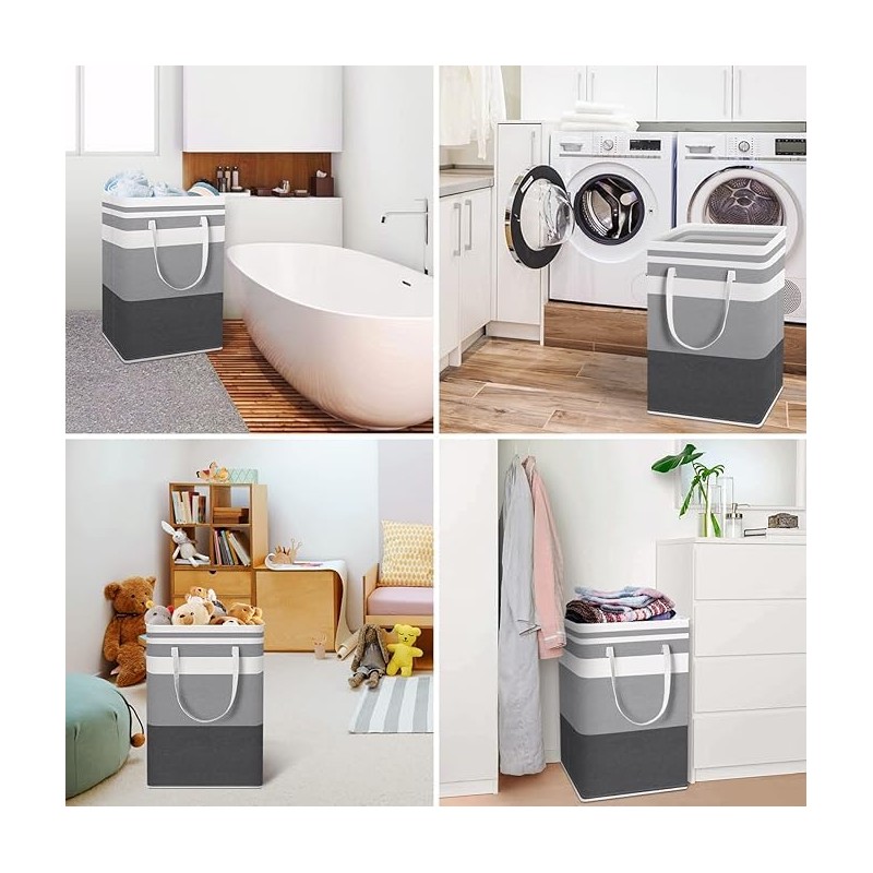SunBlue : 75L Large Collapsible Laundry Hamper - Convenient Handles,