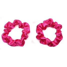 Mytoptrendz® 2 pcs Satin Scrunchies for Girls Small Traceless Ponytail Holder Hair Ties for Women Kids Thin Fine Hair (Hot Pink)