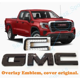 Auto GMC 2019-2025 GMC Sierra 1500 2500HD 3500HD Front ONLY Gloss Black OVERLAY Emblem