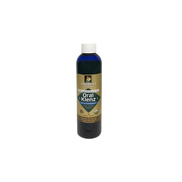 AyurBest Organics Oral Klenz Peppermint, Ayurvedic Oil Pulling with Turmeric & Coconut Oil, USDA Certified Organic, 8 fl oz