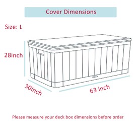 Shieldo Deck Box Cover- Heavy Duty 600D Polyester Oxford,100% Waterproof Deck Box Cover 63" L x 30" W x 28" H