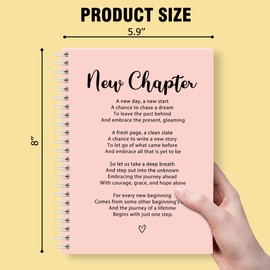 QYUVK New Chapter Pink Hardcover 160 Pages Blank Spiral Notebooks, New Start New Job Gifts for Coworker, Cheer Up Gifts for Teammate, Job Promotion Gifts for Employee, Farewell Gifts for Colleague