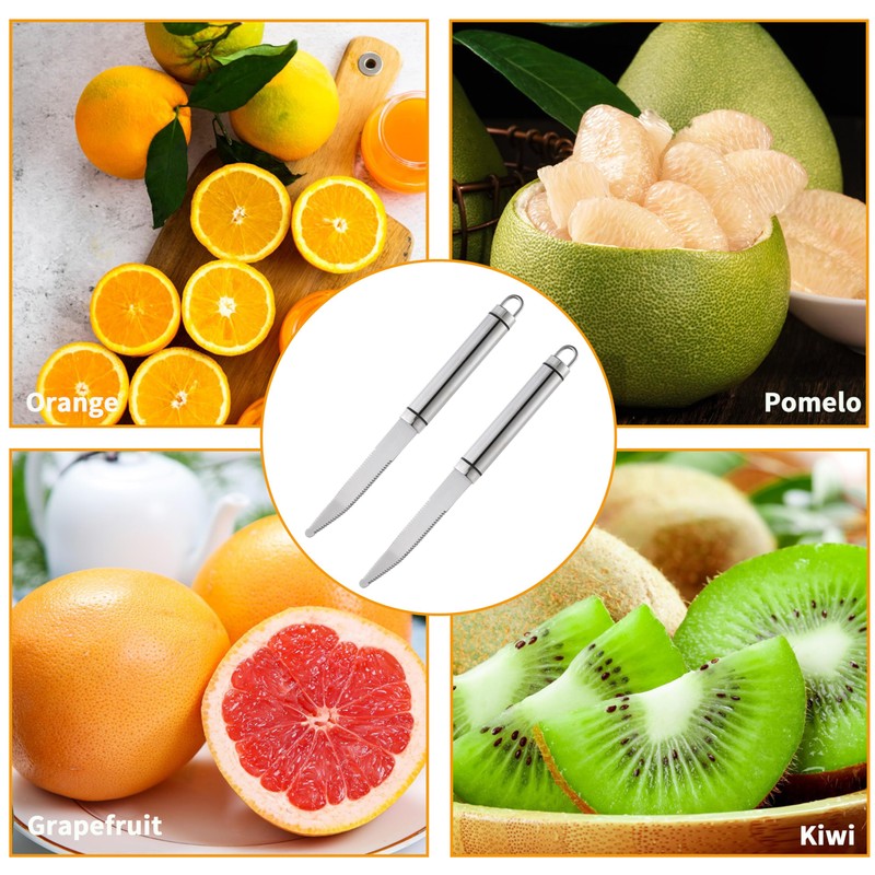 2PCS Grapefruit Knife, Curved Serrated Grapefruit Knife, Stainless Steel Kiwi