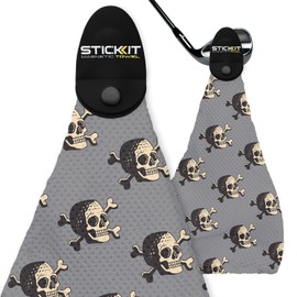 STICKIT - Toalla magnética de golf original con calaveras grises | Toalla de golf de microfibra de nivel superior con bolsillos profundos para gofres | Imán de fuerza industrial para un fuerte agarre