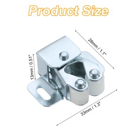 sourcing map 8Pcs Cabinet Latch Double Roller Catch, Lock Stop Catch Clamp Cabinet Closer Magnetic Closure Hardware for Cabinet Kitchen Closet Door, Silver