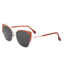 AOOLIA Cat Eye Sunglasses Women Men Vintage Polarized Sunnies Metal Frame Driving Anti-Glare UV400 for Summer Vacation (Red)
