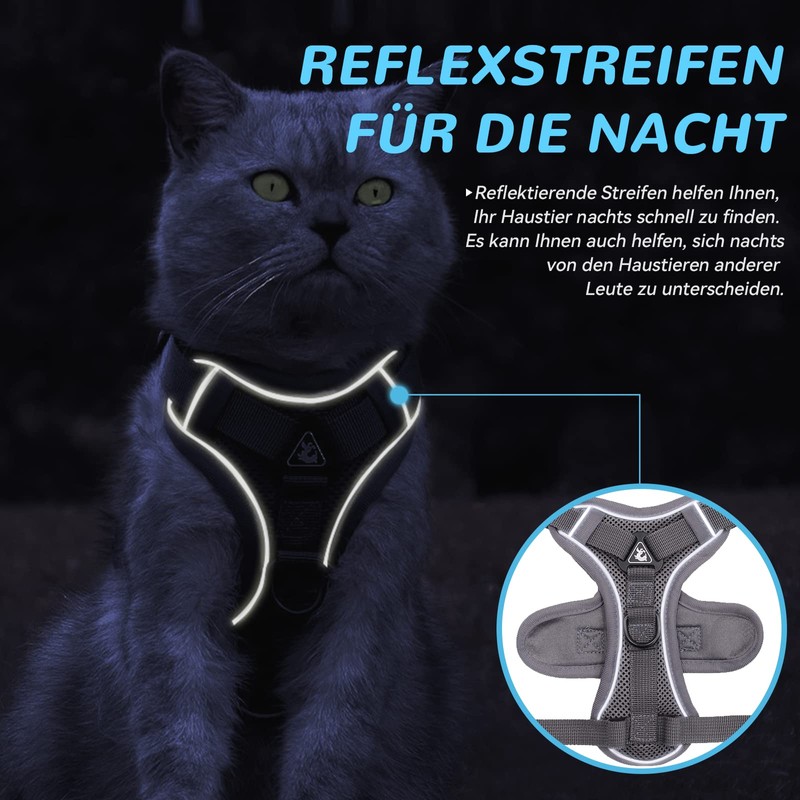Adjustable Cat Harness, Escape-Proof, Cat Harness with Lead Set, Soft