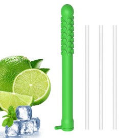 Lemon Flavored Chewable Breather Sticks with Essential Oil Pure-Locked Flavor Breather Chew Stick, Chewable Oral Fixation Tool with 3 Refill Cores for Travel/Office/Car