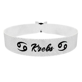 Krebs Sternzeichen Text weiß - Stoffarmband aus Satin - Wasserfest & langlebig - Geschenkidee für Krebs - Astrologisches Armband - Minimalistisches Armband - Unisex Armband