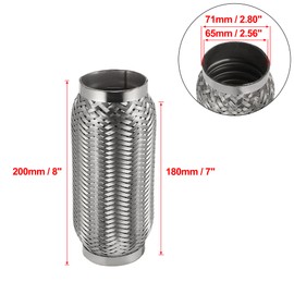 X AUTOHAUX 2.56"x7"x8" Car Exhaust Flexible Pipe Tubing Universal Exhaust Joint Stainless Steel Silver Tone