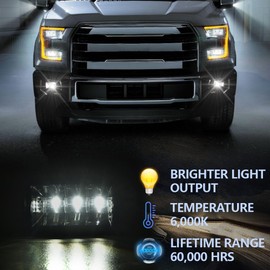 PIT66 LED Fog Light, Compatible with 2015-2020 Ford F150/2017-2018 Ford F250 F350 Super Duty Driver Fog Lamp Left Driver And Right Passenger Side