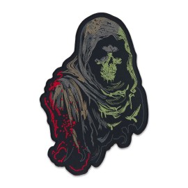 Embroverse Death Skull Embroidered Back Patch - Large Gothic Grim Reaper, Iron-On - 10.6 x 15.8 Inches
