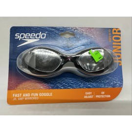 Speedo Speeedo Jr. Amp Mirrored, Easy Adjust, Anti Fog Swim Goggles Age 6-14 Black Gray