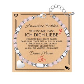 TOLOWOBK Gifts for Girls Women Gemstone Chakra Bracelet Girls Heart Charm Bead Bracelet Healing Stones Beads Bracelets Girls Christmas Birthday Gifts for Daughter Granddaughter Girlfriend Niece,