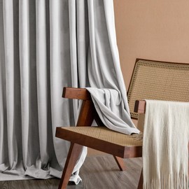 Lazzzy Velvet Curtains Light Gray Thermal Insulated Drapes for Bedroom Living Room Darkening Window Treatments Super Soft Luxury Rod Pocket 120 Inches Long 2 Panels, W42 x L120