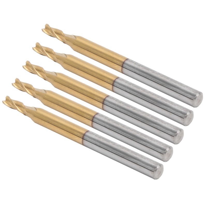 5Pcs 3Flute Flat End Milling Cutter Round Shank TiPlated Accessories