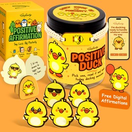 Stofinity Positive Duck Gifts For Duck Lovers - Jar Of Daily Affirmation Cards, Funny Emotional Support Coworker Birthday Gifts For Women Unique, Cute Back To School Teen Girl Gift Trendy Stuff