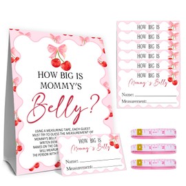 Cherry Baby Shower Decorations, How Big is Mommys Belly Game, Decoration For Girl's Baby Shower with 30PCS Cards Kids' Birthday Party Decoration