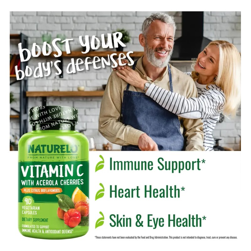 Naturelo Vitamina C Con Acerola Y Bioflavonoides 90 Cápsulas