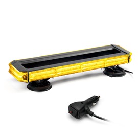 Xprite 18 inch 150 LED Rooftop Emergency Strobe Light Bar Heavy-Duty Flashing Warning Lights w/Adjustable Mounting Brackets, for Construction Vehicles Towing Work Trucks Plows Pickup - Amber
