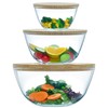 ECWAY Glass Salad Bowls with Bamboo Lids & Utensils Set