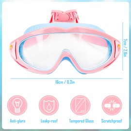 Byffoer Children's Swimming Goggles Comfortable Swimming Goggles for Boys Girls Diving Goggles Anti-Fog UV Protection Waterproof for Children 3-15 Years (Pink)