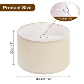 PATIKIL Drum Lamp Shades for Table Lamps 12"x12"x8" Linen Lampshade Easy Assembly Lamp Shade with E27 to E26/E14 Adapters for Floor Lamps Bedside Lamps Pendant Lights, Cream (1.65" Spider)
