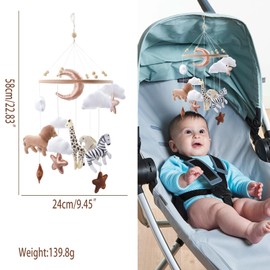 Coriver Mobile Baby Wind Chimes, Baby Mobile for Bed with Animals, Rotating Hanging Mobile Baby Bed, Pendant Baby Bed Bell Wind Chime, Mobile Baby Room Decoration, Newborn Gift for Boys Girls