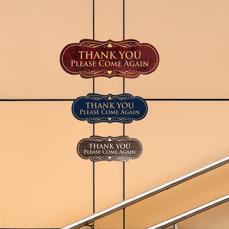 Designer Thank You Please Come Again Sign - Black/Gold -