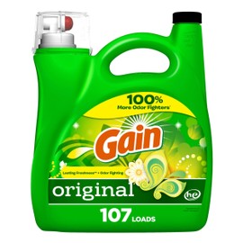 Gain Liquid Laundry Detergent, Original Scent, 154 fl oz, 107 Loads, Freshness + Odor Fighting, High Efficiency Washing Machine Liquid Cleaning Soap