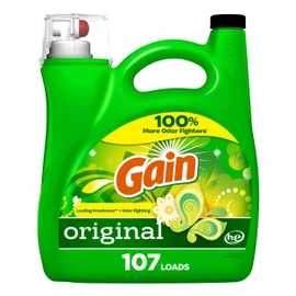 Gain Liquid Laundry Detergent, Original Scent, 154 fl oz, 107 Loads, Freshness + Odor Fighting, High Efficiency Washing Machine Liquid Cleaning Soap