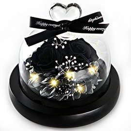 Forever Flowers - Rosas eternas reales, regalo con luces LED de estado de ánimo para el día de San Valentín, cumpleaños, aniversario, elegante regalo para novia, esposa, mamá y mujeres